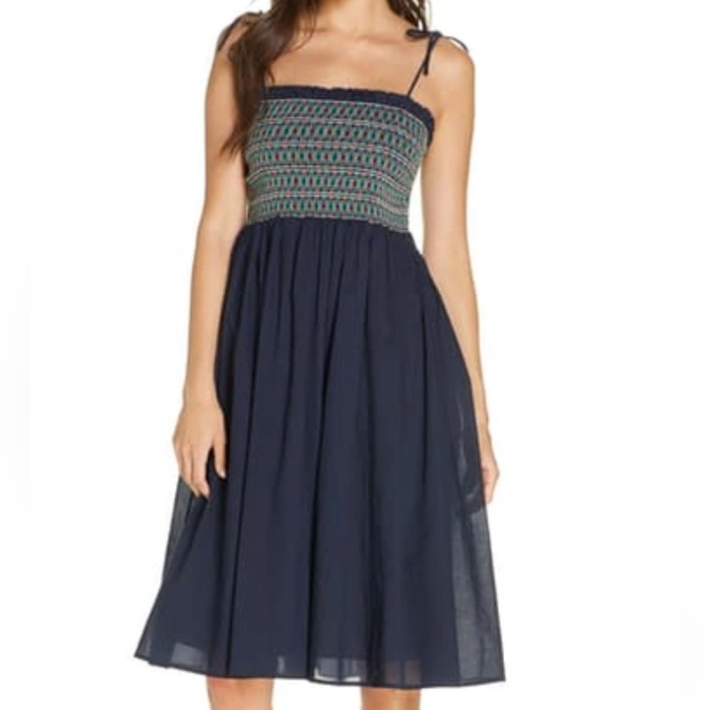 Tory Burch Dress - Convertible Smocked Cover-up Dress in Tory Navy